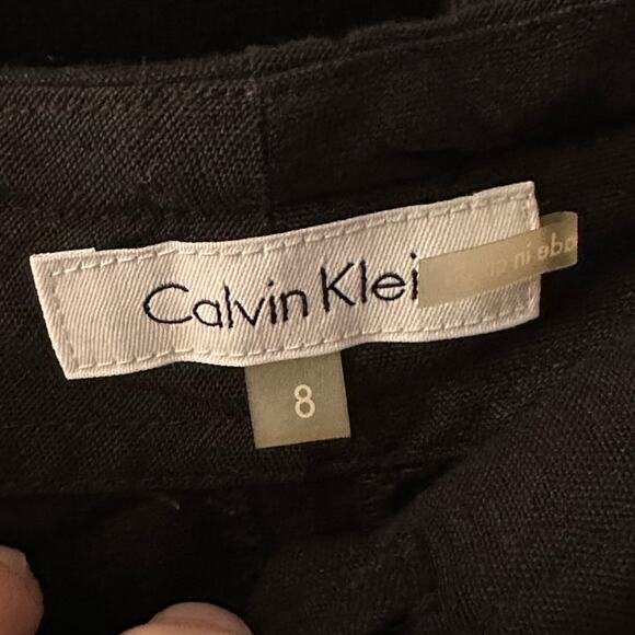 Calvin Klein Black Linen Wide Leg Drawstring Pants - Picture 8 of 8